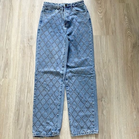 Nasty Gal Collection Studded High Rise Jeans Sz 4 - Picture 1 of 9